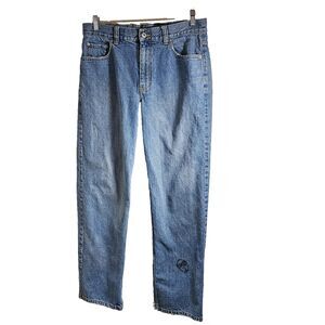 DKNY Jeans Mens Size 34x32 Distressed Straight Denim Blue **flaws**